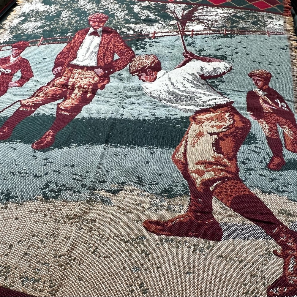 Goodwin Weavers 100% Cotton Golf Tapestry Throw Blanket Afghan Vintage USA - Picture 3 of 13